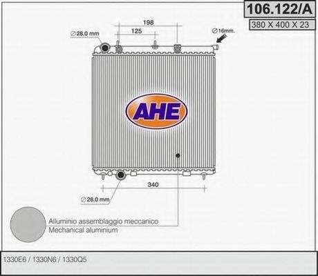 AHE 106122A Радиатор охлаждения двигателя для CITROËN C2