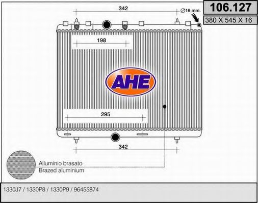 AHE 106127 Радиатор охлаждения двигателя AHE для CITROEN