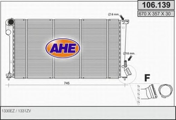 AHE 106139 Радиатор охлаждения двигателя для PEUGEOT