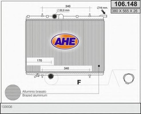 AHE 106148 Радиатор охлаждения двигателя для PEUGEOT