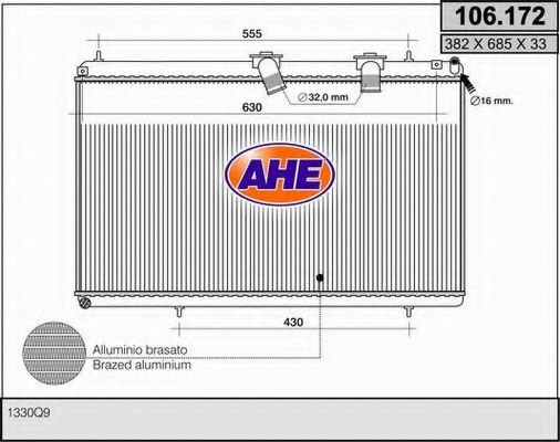 AHE 106172 Радиатор охлаждения двигателя для CITROEN