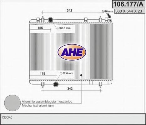 AHE 106177A Радиатор охлаждения двигателя для PEUGEOT