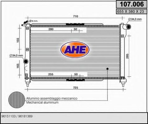 AHE 107006 Радиатор охлаждения двигателя для DAEWOO