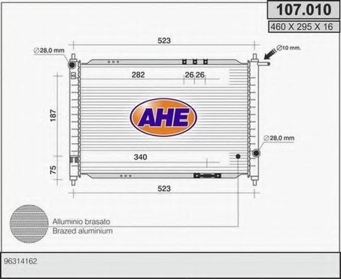AHE 107010 Радиатор охлаждения двигателя для DAEWOO