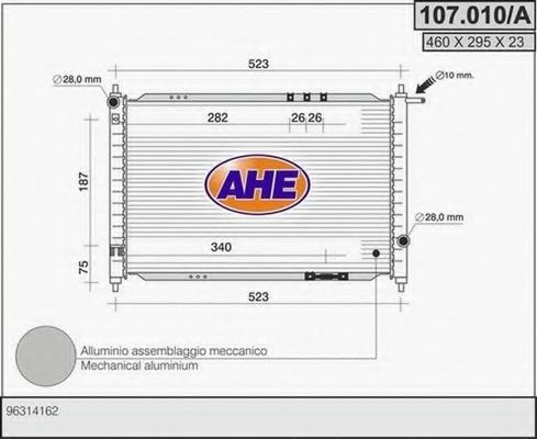 AHE 107010A Радиатор охлаждения двигателя для DAEWOO