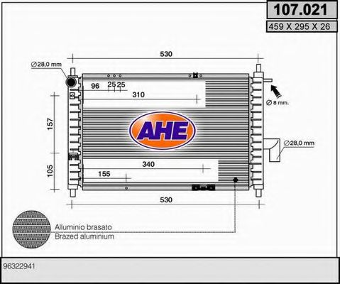 AHE 107021 Радиатор охлаждения двигателя для DAEWOO