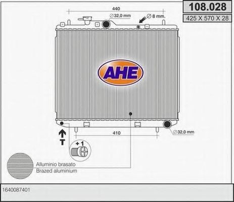 AHE 108028 Радиатор охлаждения двигателя AHE для DAIHATSU