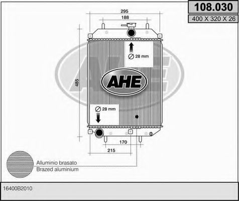 AHE 108030 Радиатор охлаждения двигателя AHE для DAIHATSU