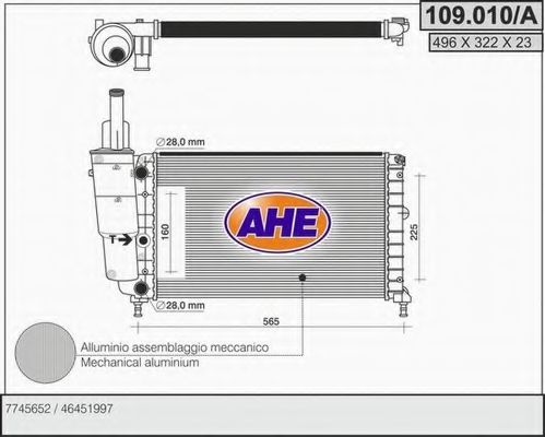 AHE 109010A Радиатор охлаждения двигателя для FIAT