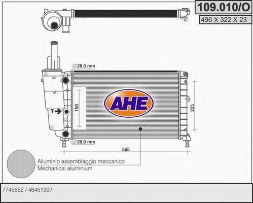 AHE 109010O Радиатор охлаждения двигателя AHE для FIAT