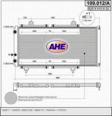 AHE 109012A Радиатор охлаждения двигателя AHE для FIAT