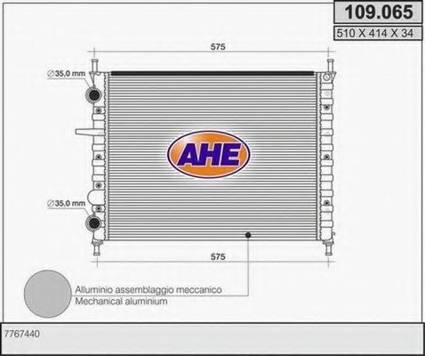 AHE 109065 Радиатор охлаждения двигателя AHE для FIAT