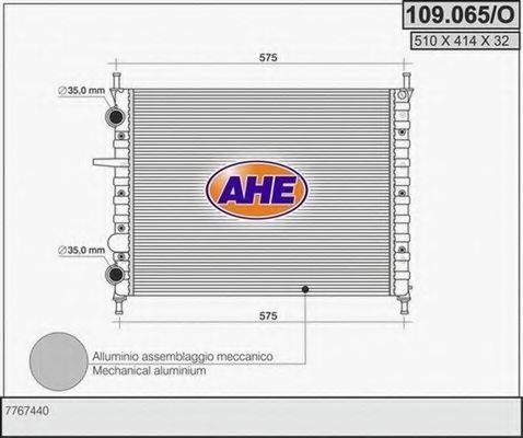 AHE 109065O Радиатор охлаждения двигателя AHE для FIAT