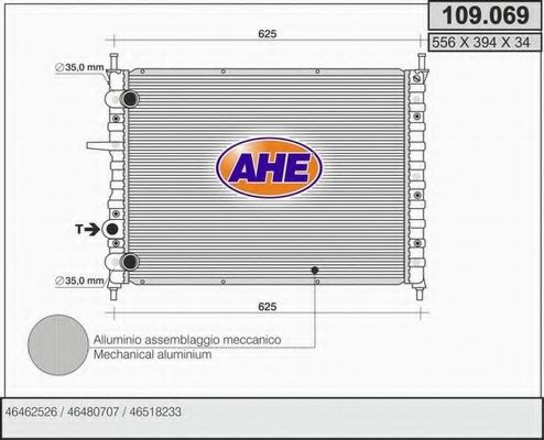 109.069 AHE Радиатор, охлаждение двигателя 109.069 AHE Радиатор, охлаждение двигателя