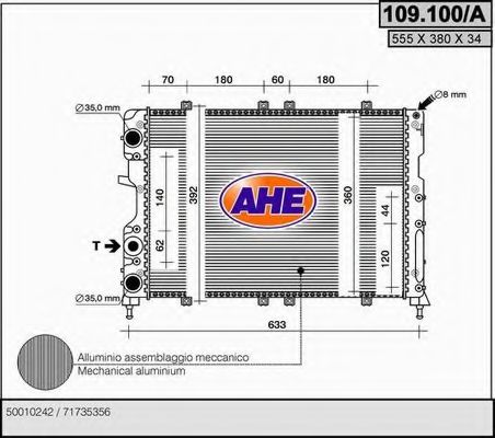 109.100/A AHE Радиатор, охлаждение двигателя 109.100/A AHE Радиатор, охлаждение двигателя