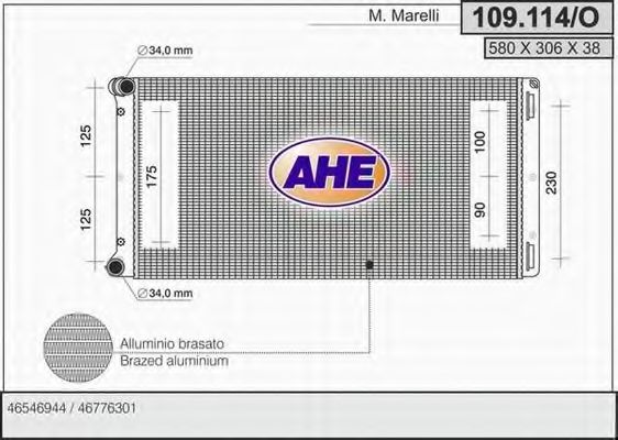 109.114/O AHE Радиатор, охлаждение двигателя 109.114/O AHE Радиатор, охлаждение двигателя