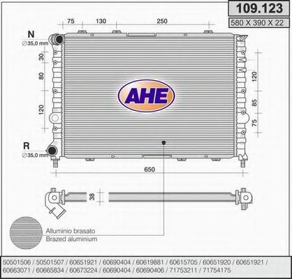 AHE 109123 Радиатор охлаждения двигателя для ALFA ROMEO 156