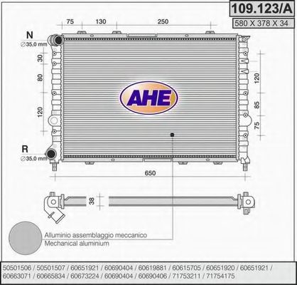AHE 109123A Радиатор охлаждения двигателя для ALFA ROMEO