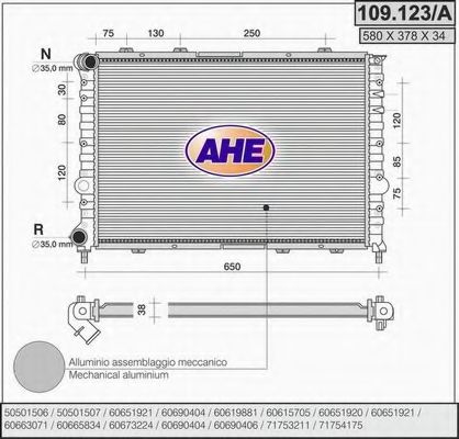 109.123/A AHE Радиатор, охлаждение двигателя 109.123/A AHE Радиатор, охлаждение двигателя