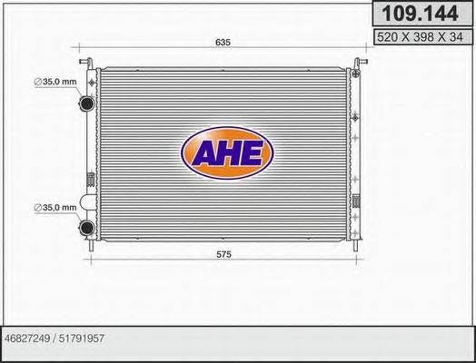 AHE 109144 Радиатор охлаждения двигателя для FIAT
