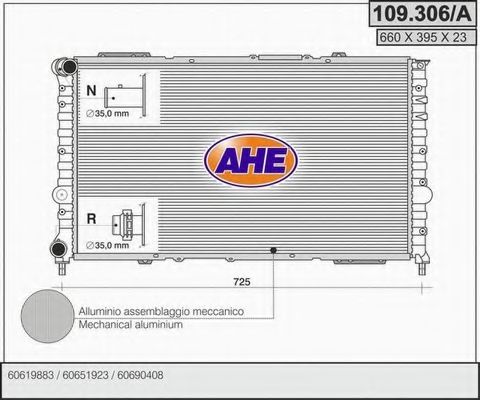 AHE 109306A Радиатор охлаждения двигателя для ALFA ROMEO