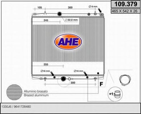 AHE 109379 Радиатор охлаждения двигателя для PEUGEOT
