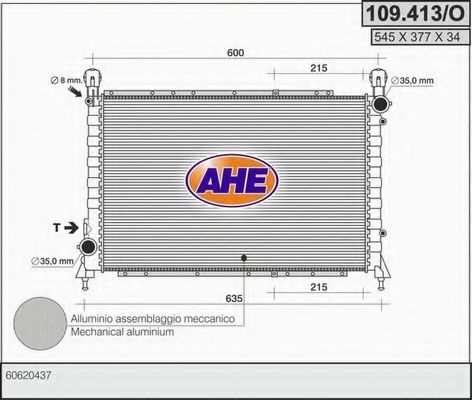 AHE 109413O Радиатор охлаждения двигателя для ALFA ROMEO