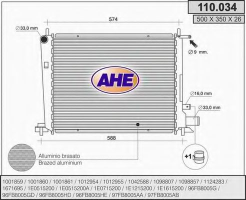AHE 110034 Радиатор охлаждения двигателя для FORD FIESTA
