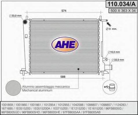 AHE 110034A Радиатор охлаждения двигателя для FORD COURIER