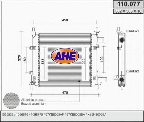 AHE 110077 Радиатор охлаждения двигателя для FORD KA