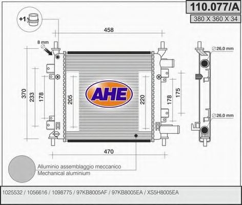 AHE 110077A Радиатор охлаждения двигателя для FORD KA