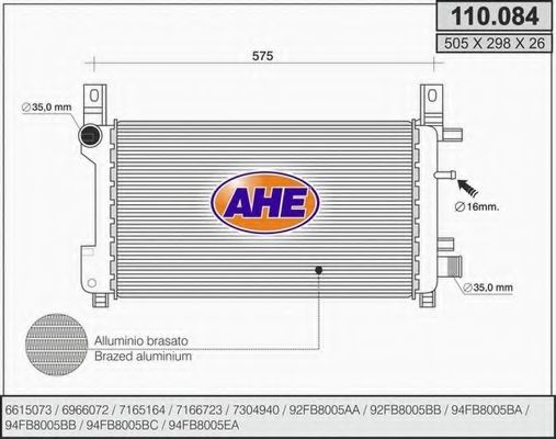 AHE 110084 Радиатор охлаждения двигателя для FORD FIESTA