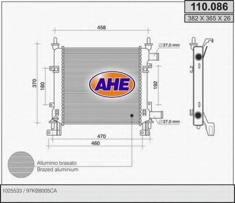 AHE 110086 Радиатор охлаждения двигателя для FORD KA