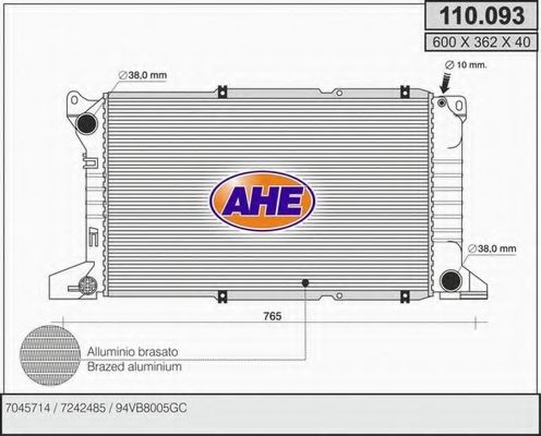 AHE 110093 Радиатор охлаждения двигателя для FORD TRANSIT