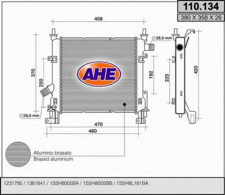 AHE 110134 Радиатор охлаждения двигателя для FORD STREET KA