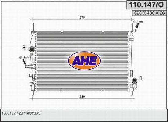 AHE 110147O Радиатор охлаждения двигателя для FORD