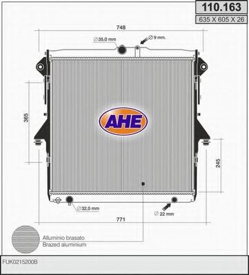 AHE 110163 Радиатор охлаждения двигателя для FORD