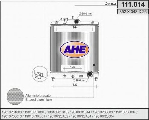 AHE 111014 Радиатор охлаждения двигателя AHE для HONDA