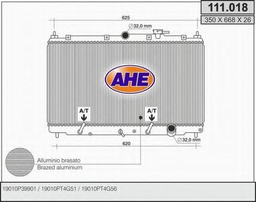 AHE 111018 Радиатор охлаждения двигателя AHE для ROVER