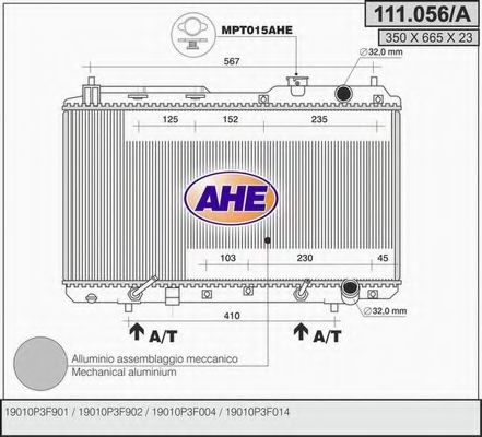 AHE 111056A Радиатор охлаждения двигателя AHE для HONDA