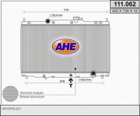 AHE 111062 Радиатор охлаждения двигателя AHE для HONDA
