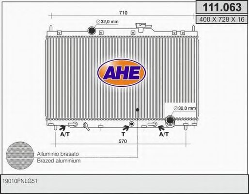 AHE 111063 Радиатор охлаждения двигателя AHE для HONDA
