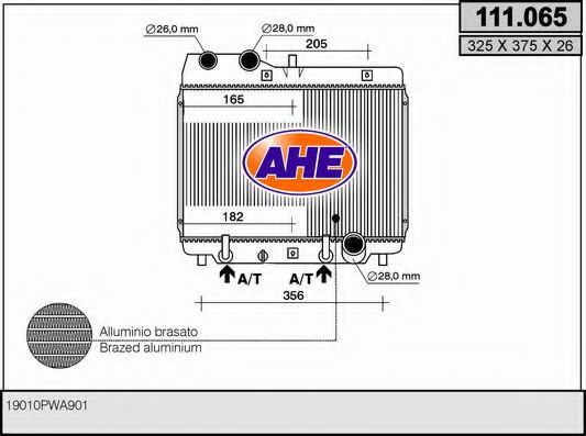 AHE 111065 Радиатор охлаждения двигателя для HONDA FIT