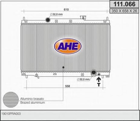 AHE 111066 Радиатор охлаждения двигателя для HONDA