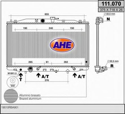 AHE 111070 Радиатор охлаждения двигателя для HONDA
