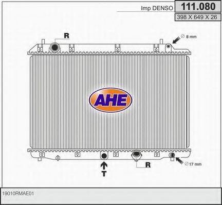 AHE 111080 Радиатор охлаждения двигателя AHE для HONDA