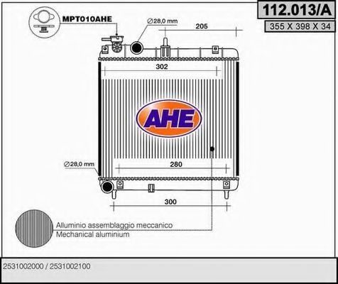 AHE 112013A Радиатор охлаждения двигателя для HYUNDAI ATOZ
