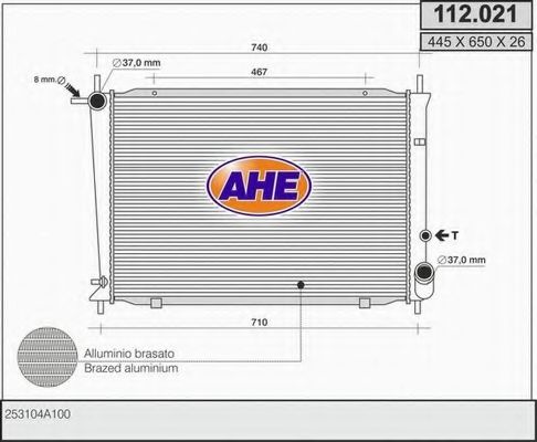 AHE 112021 Радиатор охлаждения двигателя для HYUNDAI H100 / GRACE автобус (P)