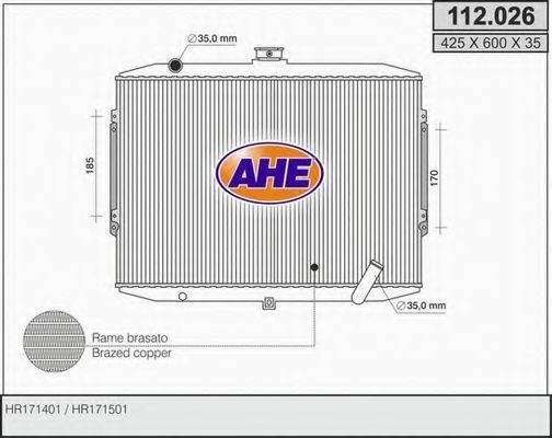 AHE 112026 Радиатор охлаждения двигателя AHE для HYUNDAI