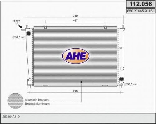 AHE 112056 Радиатор охлаждения двигателя AHE для HYUNDAI